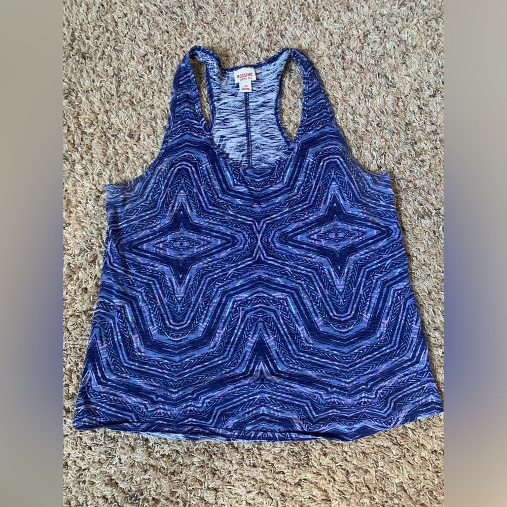 Mossimo racer back tank top geometric pattern size large